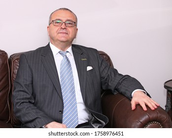 ISTANBUL, TURKEY - JUNE 19, 2020: Darussafaka Society Chairman Of The Board M. Tayfun Oktem Portrait On June 19, 2020 In Istanbul, Turkey.