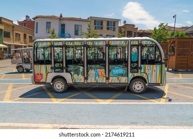 Istanbul, Turkey - June 19 2022: Electric Public Transport Vehicle Used In The Islands In Marmara. Vehicle Parked.