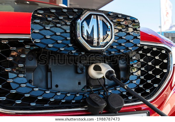 Istanbul, Turkey - June 2 2021 : MG ZS is\
a subcompact crossover SUV produced by SAIC Motor under the MG\
marque. An all electric version made its debut as ZS\
EV.