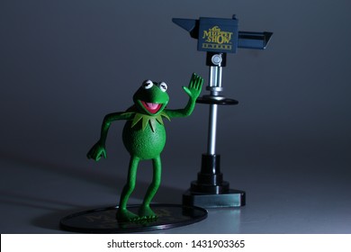 Istanbul, Turkey - JUNE 23, 2019: ToyFare Exclusive by Palisades. The Muppet Show KERMIT THE FROG. Made in 2002 by Palisades Toys and long out of production. see Larger Picture at Bottom.