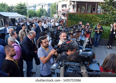 ISTANBUL, Turkey- June 26, 2019:Justice And Development Party Supporters In Central Istanbul