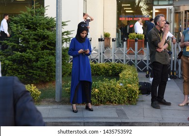 ISTANBUL, Turkey- June 26, 2019:Justice And Development Party Supporters In Central Istanbul