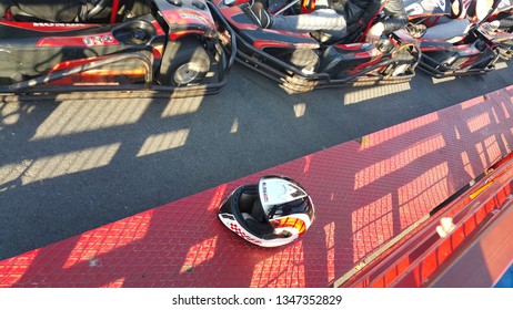 Istanbul / Turkey - March 10, 2019: Go Kart Racing Cars And Track