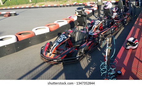 Istanbul / Turkey - March 10, 2019: Go Kart Racing Cars And Track