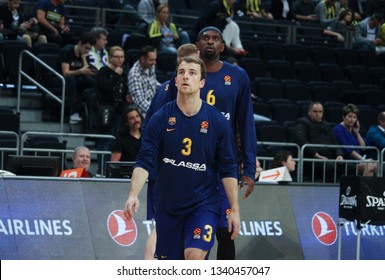 ISTANBUL / TURKEY - MARCH 15, 2019: Kevin Pangos During EuroLeague 2018-19 Round 26 Basketball Game Fenerbahce Vs Barcelona At Ulker Sports Arena.