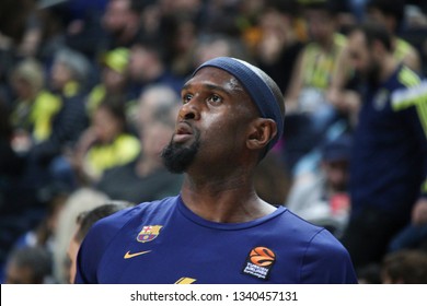 ISTANBUL / TURKEY - MARCH 15, 2019: Chris Singleton During EuroLeague 2018-19 Round 26 Basketball Game Fenerbahce Vs Barcelona At Ulker Sports Arena.