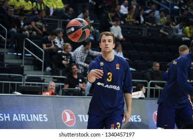 ISTANBUL / TURKEY - MARCH 15, 2019: Kevin Pangos During EuroLeague 2018-19 Round 26 Basketball Game Fenerbahce Vs Barcelona At Ulker Sports Arena.