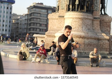 Istanbul, Turkey, March 18 2014: Street Performer Dancing