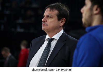 ISTANBUL / TURKEY - MARCH 20, 2019: Coach Ergin Ataman During EuroLeague 2018-19 Round 27 Basketball Game Anadolu Efes Vs CSKA Moscow At Sinan Erdem Dome