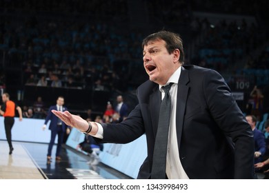 ISTANBUL / TURKEY - MARCH 20, 2019: Coach Ergin Ataman During EuroLeague 2018-19 Round 27 Basketball Game Anadolu Efes Vs CSKA Moscow At Sinan Erdem Dome