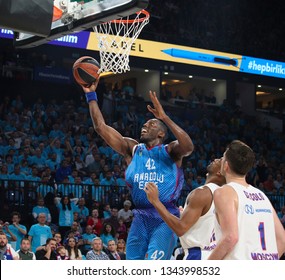 ISTANBUL / TURKEY - MARCH 20, 2019: Bryant Dunston During EuroLeague 2018-19 Round 27 Basketball Game Anadolu Efes Vs CSKA Moscow At Sinan Erdem Dome