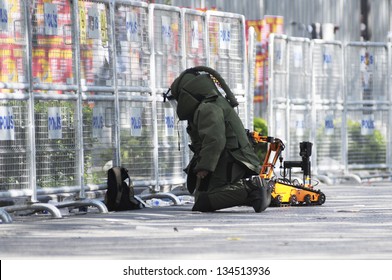 ISTANBUL, TURKEY - MAY 01: A suspicious bag found on a street in Istanbul was detonated by bomb experts on May 01, 2010 in Istanbul, Turkey.