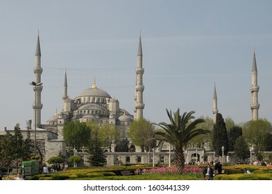 Istanbul, Turkey - May 05, 2009: General view of the Blue Mosque in the historical and urban center of the city