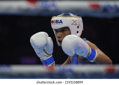 ISTANBUL, TURKEY - MAY 19, 2022: Jitpong Jutamas (Red) And Nikhat Zareen (Blue) Compete During IBA Womens World Boxing Championships