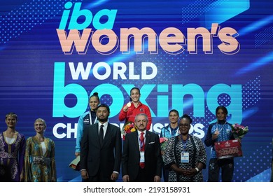 ISTANBUL, TURKEY - MAY 19, 2022: Winners In Awards Ceremony Of IBA Womens World Boxing Championships