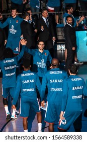 ISTANBUL / TURKEY, NOVEMBER 14, 2019: Dogus Balbay And Shane Larkin During EuroLeague 2019-2020 Round 8 Basketball Game Between Anadolu Efes And Zenit St Petersburg At Sinan Erdem Dome.