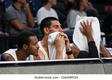 ISTANBUL / TURKEY, NOVEMBER 14, 2019: Gustavo Ayon And Alex Renfroe During EuroLeague 2019-2020 Round 8 Basketball Game Between Anadolu Efes And Zenit St Petersburg At Sinan Erdem Dome.