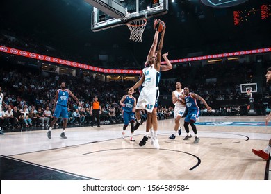 ISTANBUL / TURKEY, NOVEMBER 14, 2019: Alex Renfroe And Tibor Pleiss During EuroLeague 2019-2020 Round 8 Basketball Game Between Anadolu Efes And Zenit St Petersburg At Sinan Erdem Dome.