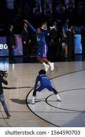 ISTANBUL / TURKEY, NOVEMBER 14, 2019: Shane Larkin And Rodrigue Beaubois During EuroLeague 2019-2020 Round 8 Basketball Game Between Anadolu Efes And Zenit St Petersburg At Sinan Erdem Dome.