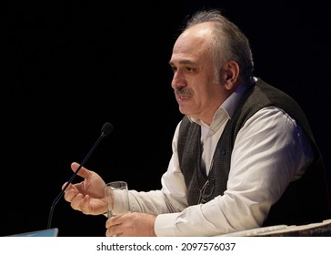  ISTANBUL, Turkey - NOVEMBER 2019: Ihsan Fazlıoğlu signed a book at Üsküdar Book Fair in 2019                    