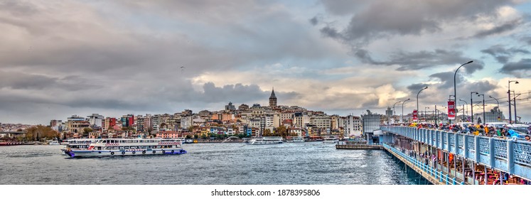 Istanbul, Turkey - November 2020 : Cityscape And The Golden Horn In Autumn, HDR Image