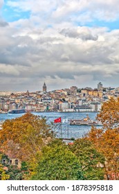 Istanbul, Turkey - November 2020 : Cityscape And The Golden Horn In Autumn, HDR Image