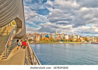 Istanbul, Turkey - November 2020 : Cityscape And The Golden Horn In Autumn, HDR Image