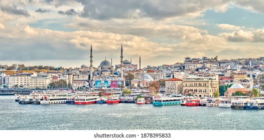 Istanbul, Turkey - November 2020 : Cityscape And The Golden Horn In Autumn, HDR Image