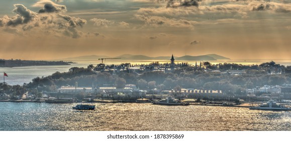 Istanbul, Turkey - November 2020 : Cityscape And The Golden Horn In Autumn, HDR Image