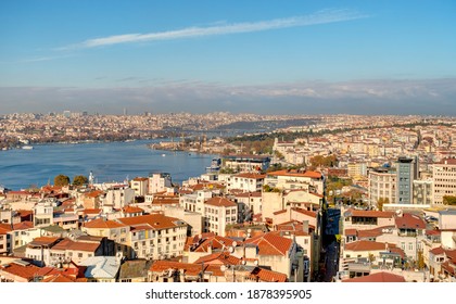 Istanbul, Turkey - November 2020 : Cityscape And The Golden Horn In Autumn, HDR Image