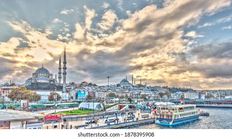 Istanbul, Turkey - November 2020 : Cityscape And The Golden Horn In Autumn, HDR Image