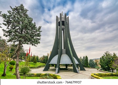 Istanbul, Turkey - November 23, 2017 :  Monumental Grave Of Turgut Ozal View In Istanbul. Halil Turgut Özal Was The 8th President Of Turkey From 1989 To 1993, 