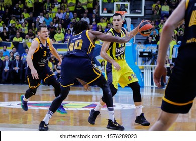 ISTANBUL / TURKEY, NOVEMBER 28, 2019: Kostas Sloukas And Jeremy Evans During EuroLeague 2019-2020 Round 11 Basketball Game Between Fenerbahce Beko And Khimki Moscow At Ulker Sports Arena.