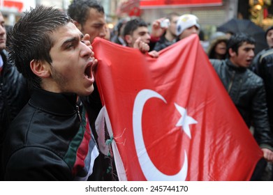 ISTANBUL, TURKEY - OCTOBER 21: Nationalist Groups Protests Against  Terrorist Organization In Taksim Square On October 21, 2009 In Istanbul, Turkey. 