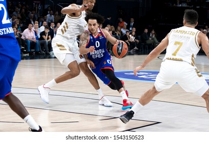 ISTANBUL / TURKEY, OCTOBER 24, 2019: Shane Larkin And Anthony Randolph
In Action During EuroLeague 2019-2020 Round 4 Basketball Game Between Anadolu Efes And Real Madrid At Sinan Erdem Dome.