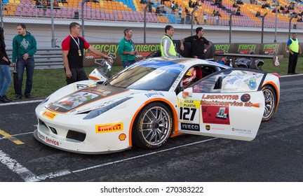 ISTANBUL, TURKEY - OCTOBER 25, 2014: Baron Service Racing Team driver Tommy Lindroth in start line during Ferrari Racing Days in Istanbul Park Racing Circuit