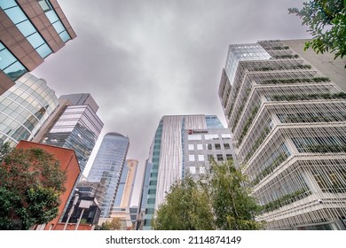 ISTANBUL, TURKEY - OCTOBER 27, 2014: Skyscrapers And Modern Office Buildings In Istanbul Atasehir As Seen From The Street Level