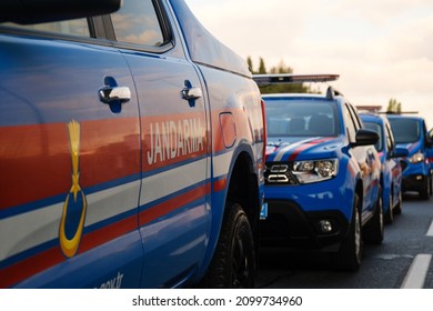 Istanbul, Turkey - October 29, 2021: Close Up Shot Of Gendarmerie Vehicle. Gendarme Title. Editorial Shot In Istanbul Turkey.