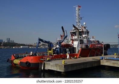 Istanbul, Turkey September, 15, 2022: Coastal Safety Search And Rescue Vessel In The Bosphorus.