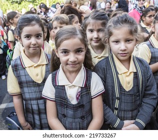 ISTANBUL, TURKEY - SEPTEMBER 15: First day of primary school in Istanbul on September 15, 2014 in Istanbul, Turkey.