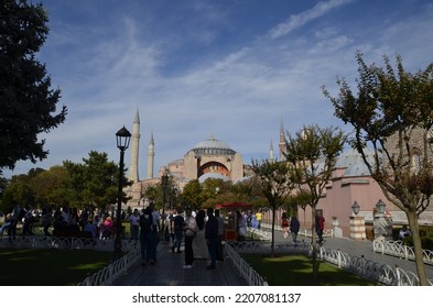 Istanbul Turkey. September 2022. Hagia Sophia Mosque, Hürrem Sultan Bath And People.