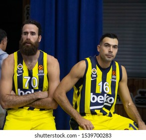 ISTANBUL / TURKEY - SEPTEMBER 23, 2019: Luigi Datome And Kostas Sloukas During Fenerbahce Beko 2019/2020 Turkish Airlines EuroLeague Media Day At Ulker Sports Arena.