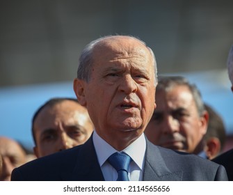 Istanbul, Turkey - September 25, 2012: MHP Chairman Devlet Bahçeli Visited The Prisoners Arrested In The Ergenekon Case. He Made A Press Release After The Visit.