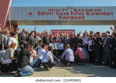 Istanbul, Turkey - September 25, 2012: MHP Chairman Devlet Bahçeli Visited The Prisoners Arrested In The Ergenekon Case. He Made A Press Release After The Visit.