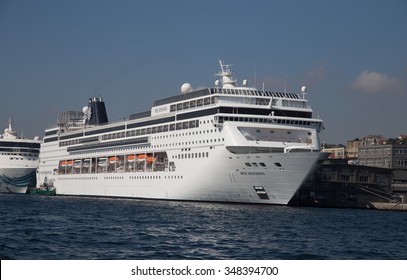 ISTANBUL, TURKEY - SEPTEMBER 25, 2015: MSC Sinfonia Cruise Ship In Istanbul Port. Ship Has 2679 Passenger Capacity With 65542 Gross Tonnage.