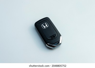 Istanbul, Turkey - September 25 2021: Honda City is a subcompact car, produced by the Japanese manufacturer Honda. It has wireless car key.