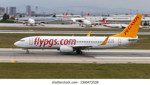 ISTANBUL, TURKEY - SEPTEMBER 30, 2018: Pegasus Airlines Boeing 737-83N (CN 32348) takes off from Istanbul Ataturk Airport. Pegasus Airlines has 82 fleet size and 109 destinations