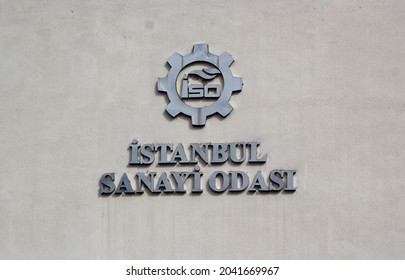 ISTANBUL TURKEY SEPTEMBER 6, 2021, Sign On Building Indicating Istanbul Sanayi Odası ( Istanbul Chamber Of Industry ISO )  Located At Tepebaşı Quarter Of The Beyoğlu District, Close To Taksim 