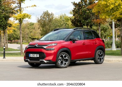 Istanbul, Turkey - September 9 2021: Citroen C3 Aircross is a mini crossover SUV from Citroen. It is parked for photoshoot.