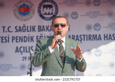 Istanbul, Turkey-April 29, 2011: Erdogan Attended The Opening Of Marmara University Pendik Training And Research Hospital, Which Was Built By The Istanbul Special Provincial Administration.